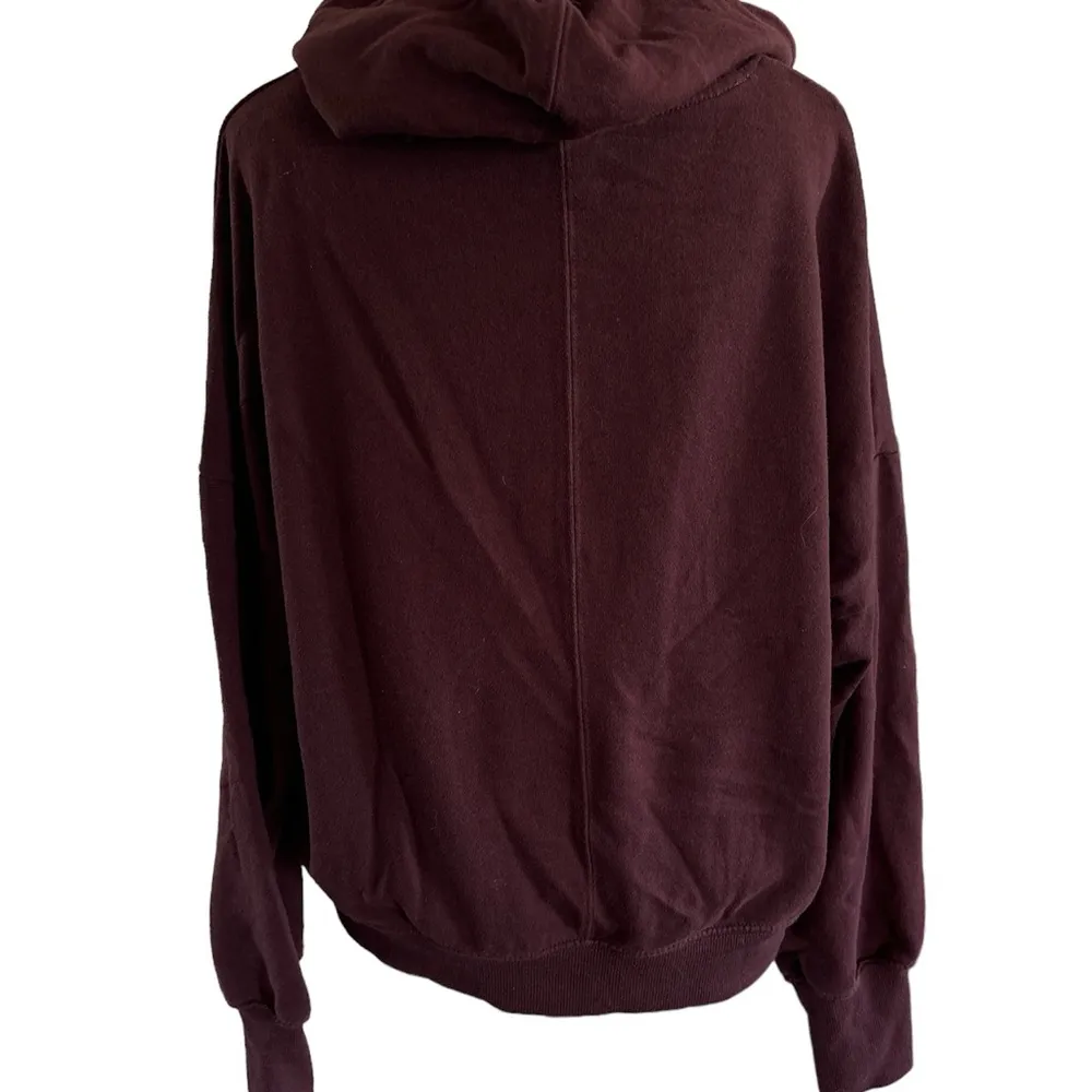SAGE Burgundy Cropped Hoodie with Message on Front - Image 4