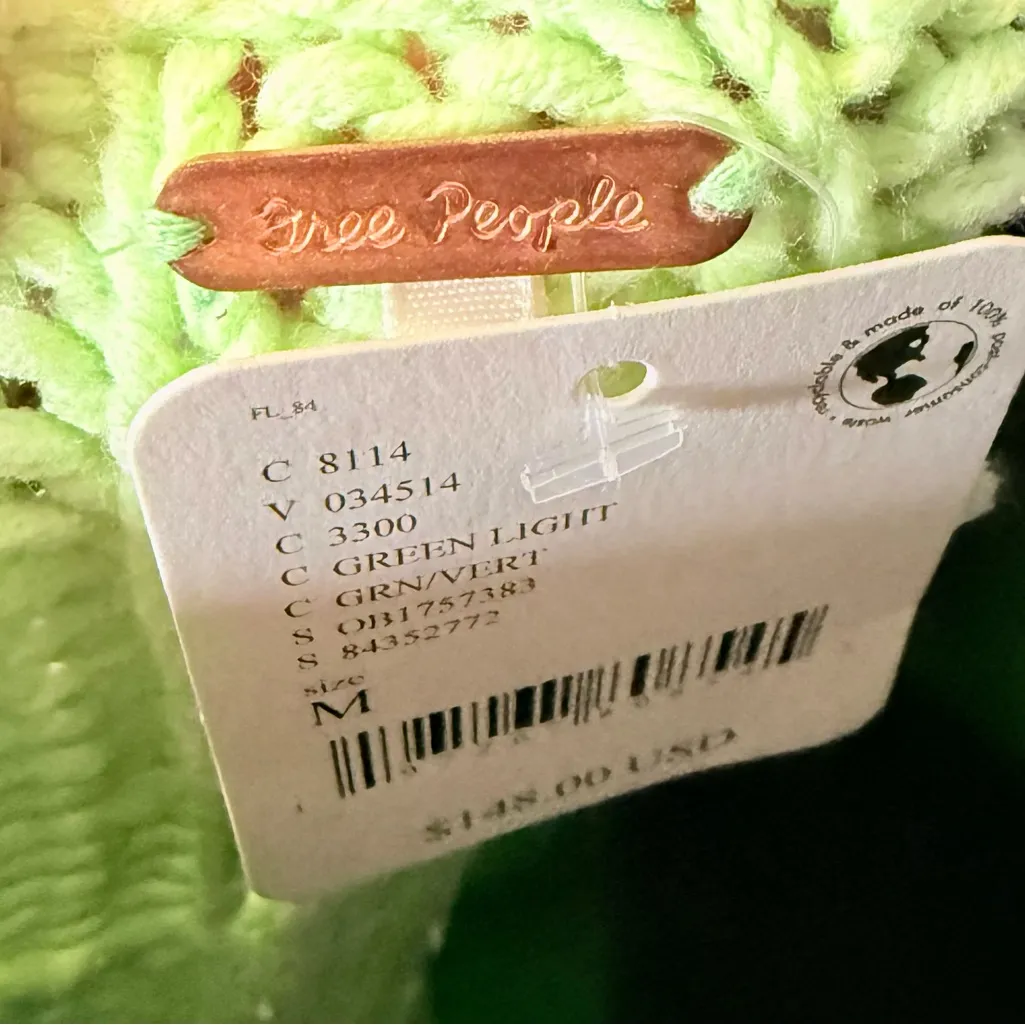 Free People Green Cable Knit Sweater - Image 3