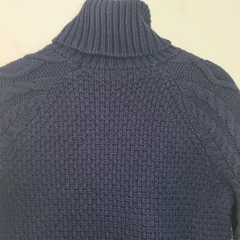 Lauren Ralph Lauren Navy Cableknit Turtleneck Sweater Blue Size XS - Image 4