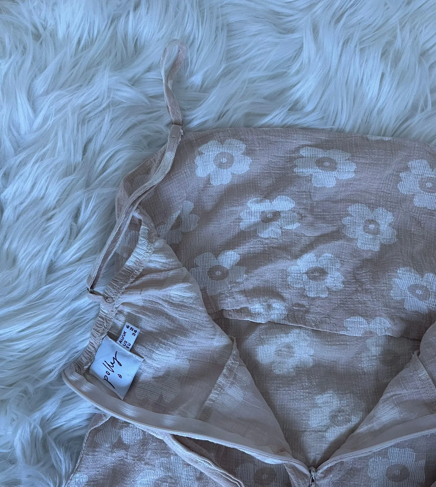 Princess Polly Wrap Dress Beige - Image 5