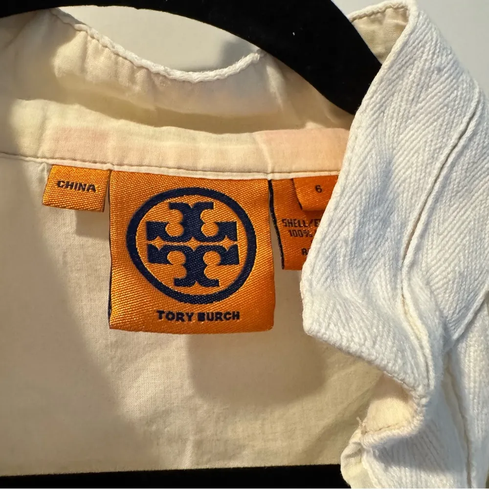 Tory Burch 3/4 Length Sleeve Cream & White Embroidered Tunic | Size 4 - Image 2