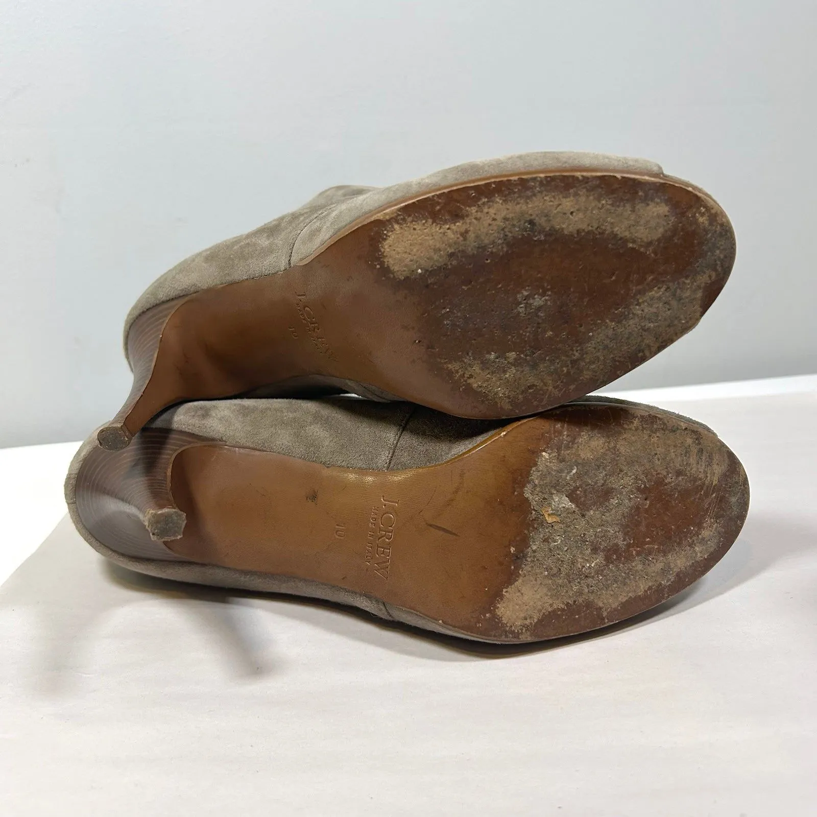 J Crew Archer Italy Suede Peep‎ Toe Ankle Bootie Heels Womens 10 - Image 8