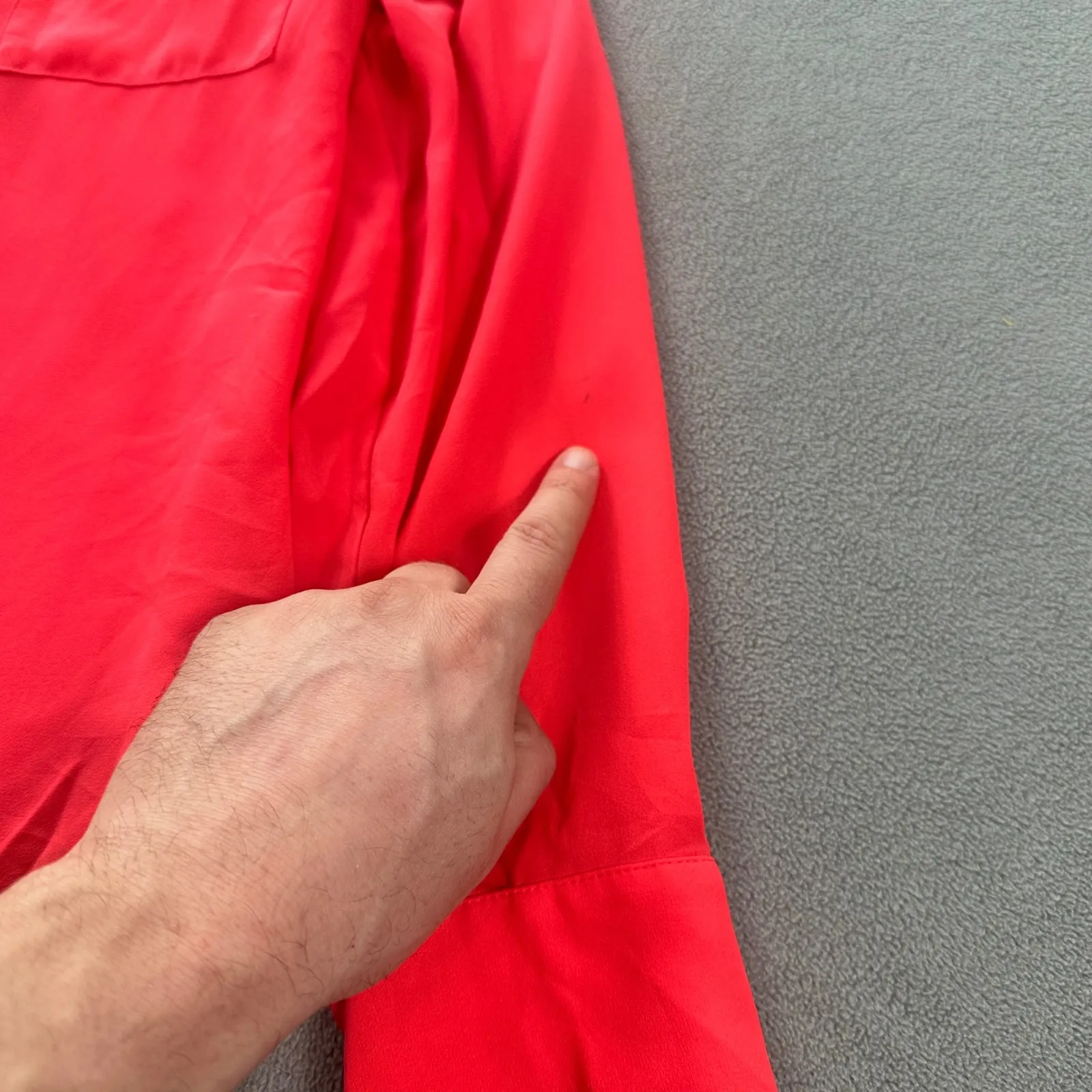 Express The Portofino Shirt Women M Orange Button Down Long Sleeve V Neck Chest - Image 6