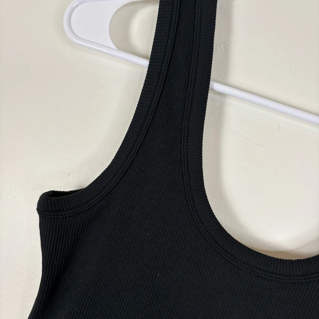 Nuuds Seamless Ribbed Black Tank Bodysuit Small - Image 2