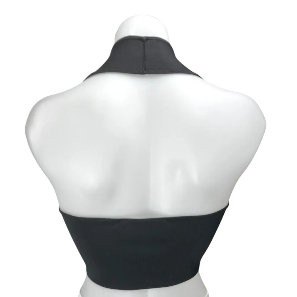 Zara Women's Black Sleeveless Rib Knit Halter Strap Square Neck Crop Tank Top S - Image 2