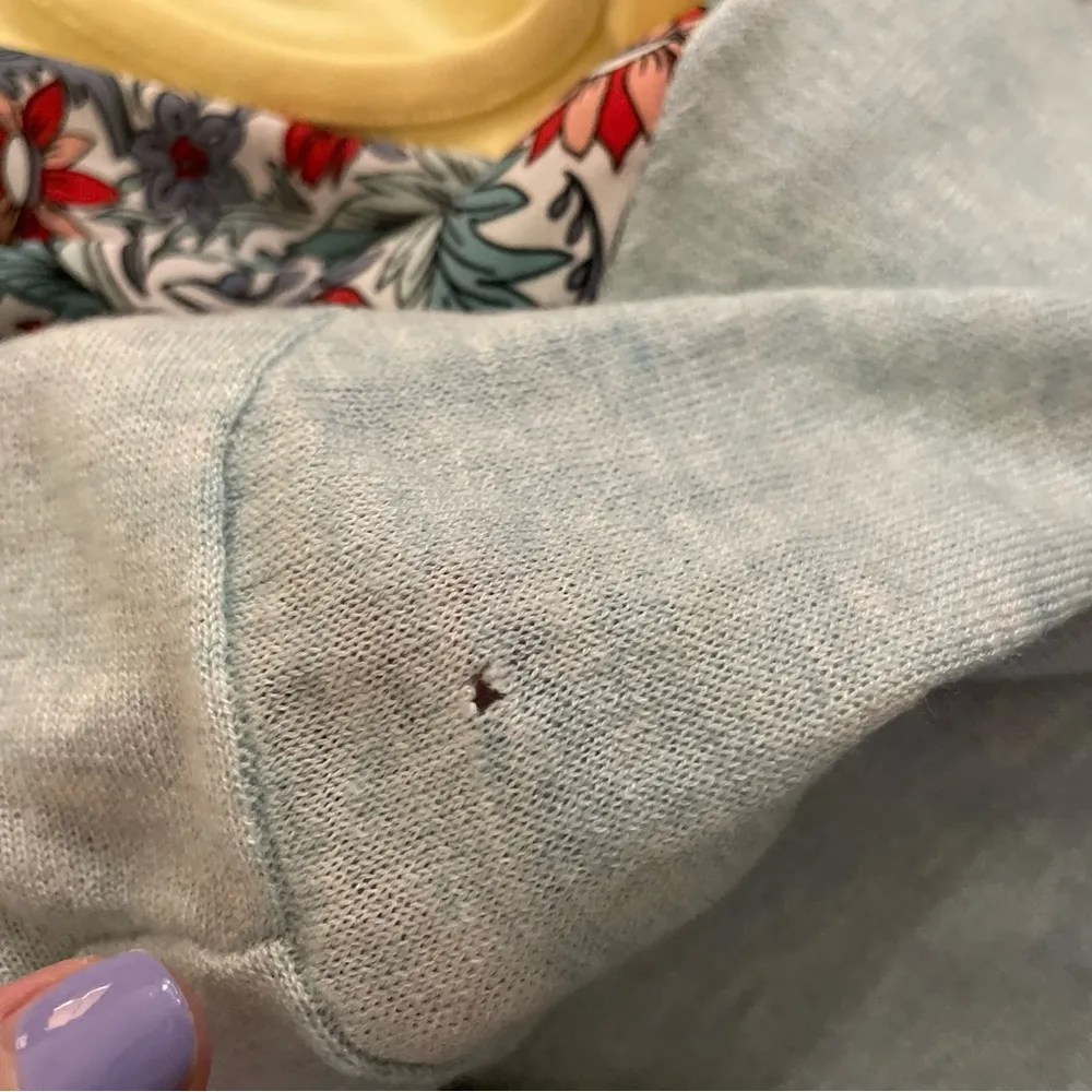 short sleeve mixed media sweater/blouse, blue/green, size medium - Image 2