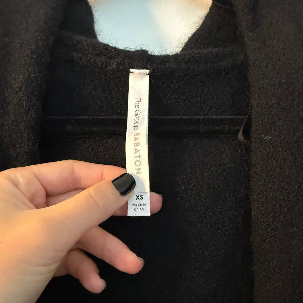 Aritzia The Group by Babaton Ammonius Hooded Merino Wool Cardigan Sweater Black - Image 3