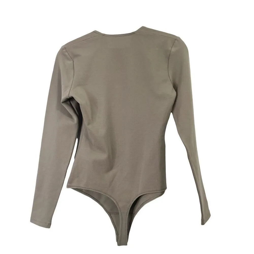 NEW Abercrombie & Fitch Long-Sleeve Cotton Seamless Fabric Squareneck Bodysuit S - Image 8