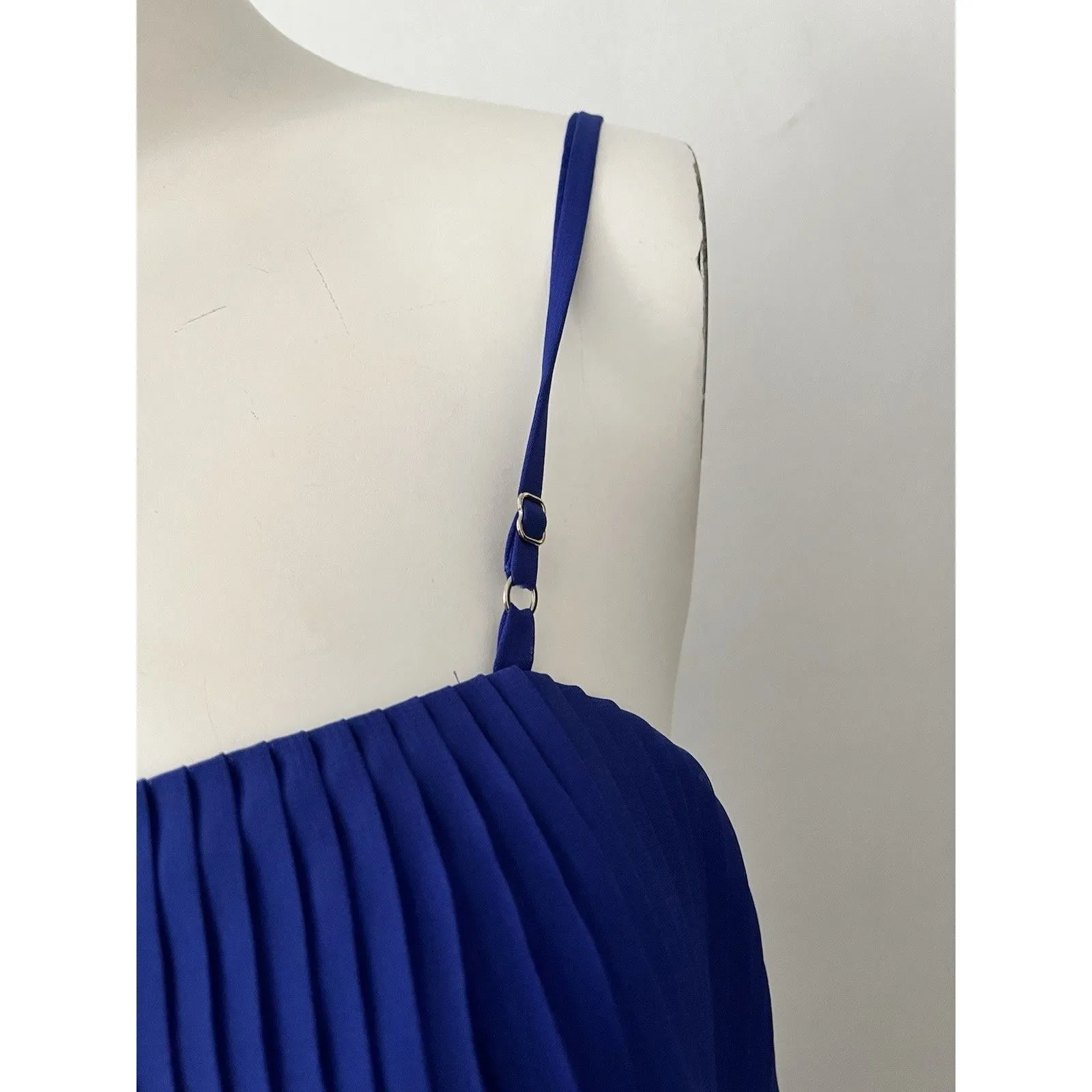 Aqua Clothing Cobalt Blue Strappy XS Pleated Whimsical Cami Top Flared Tiered - Image 5