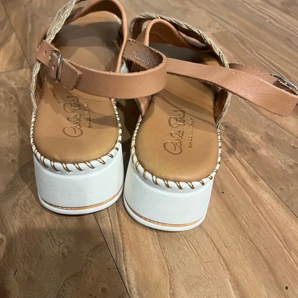 Cream and Tan Loafers with Braided Design Size 10 - Image 8