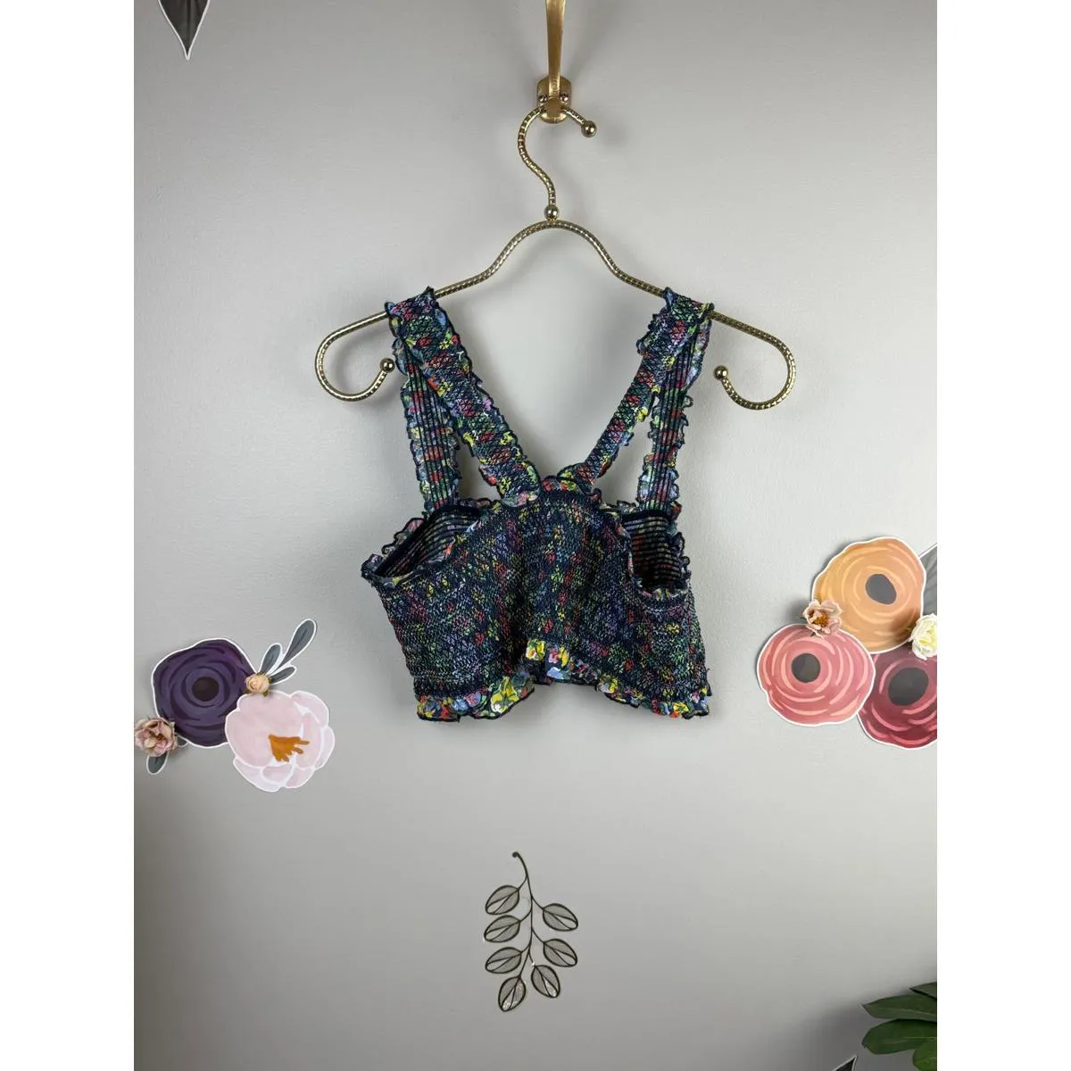 Out From Under Colorful Cropped Smocked Tank Top - Size - Large - Image 4