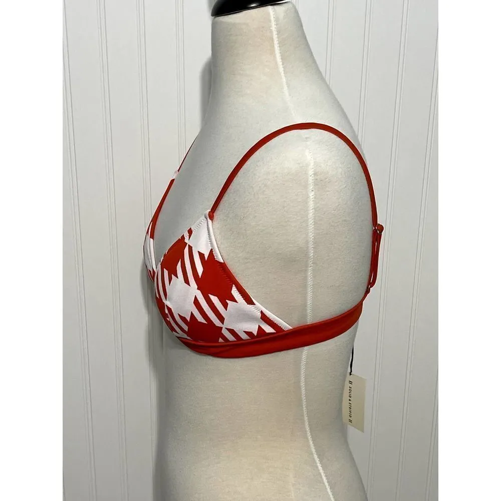 Solid & Striped The Morgan‎  Scoop Neck Bikini Top In Lipstick Red Gingham Large - Image 6