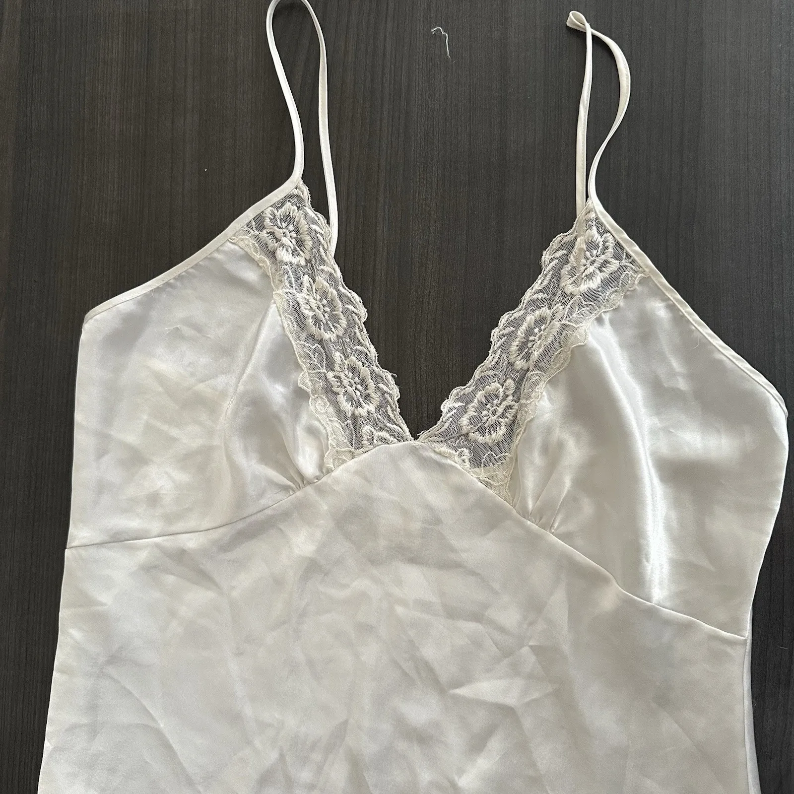 Vtg Val Mode Slip Dress‎ Women M Ivory Silky Lingerie Boudoir Chemise Nightgown Size M - Image 4
