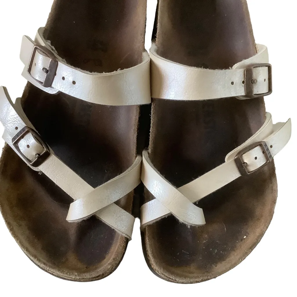 Birkenstock women’s Mayari beige leather strappy sandals Sz 37 US 7 - Image 4