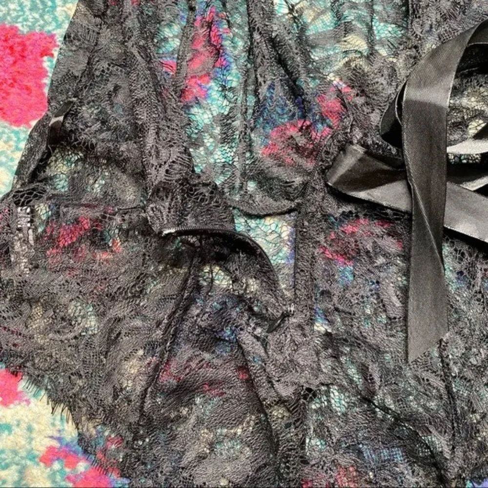 NWT Oh La La Cheri Naomi Eyelash Lace Halter Teddy in Black S/M Size M - Image 9