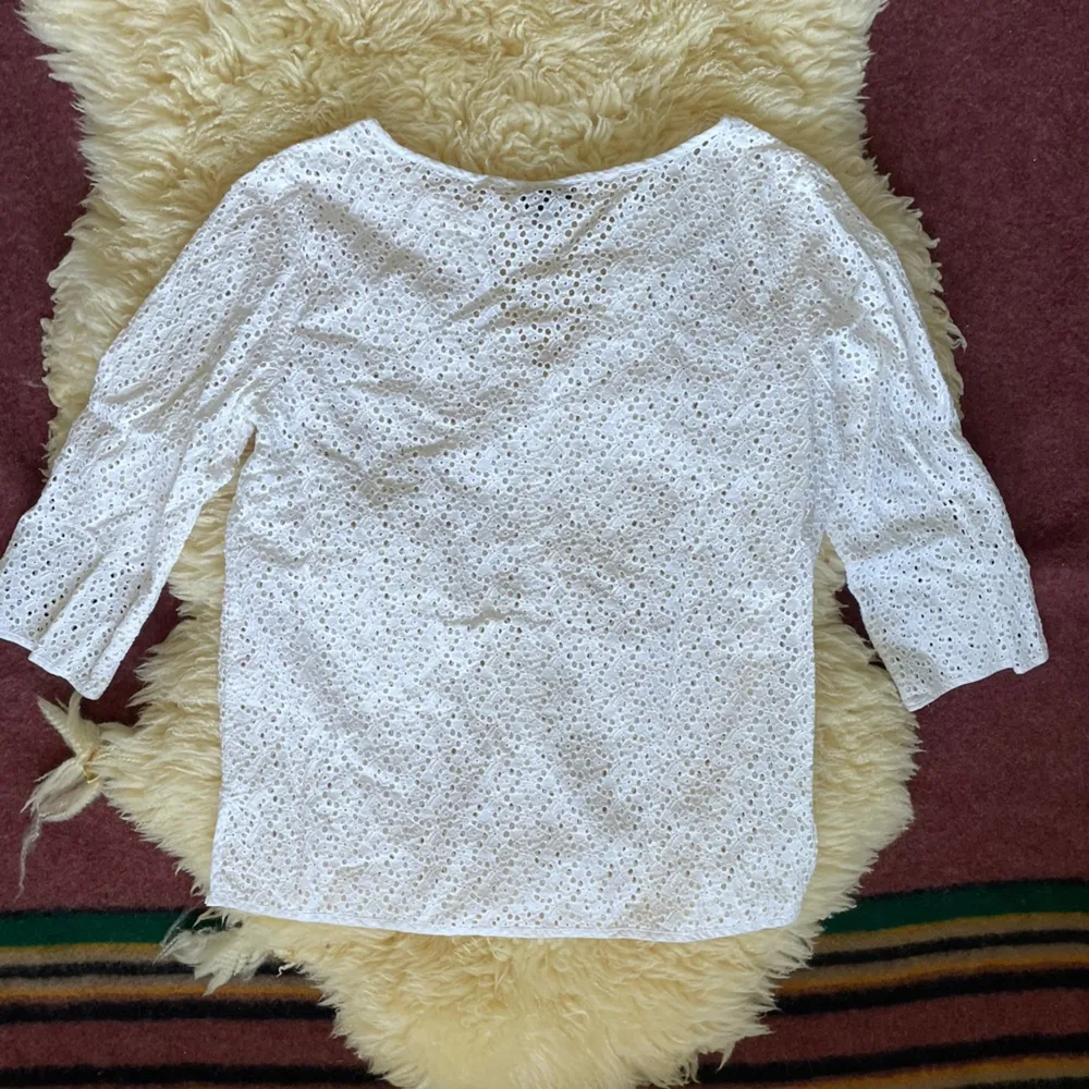 *Talbots eyelet lace top white lace top swim coverup shirt summer 3/4 length - Image 5