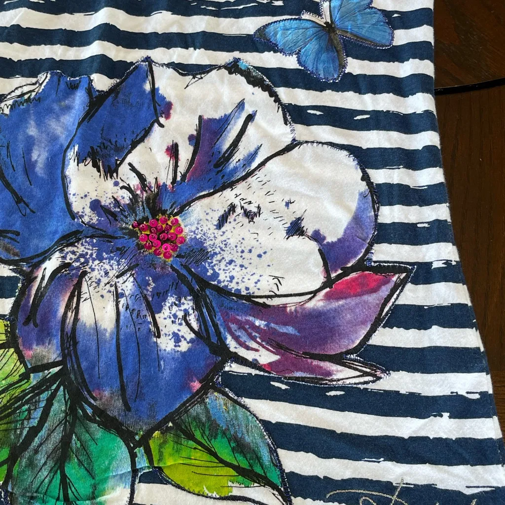 Desigual Blue Striped Floral Tank Top - Image 6