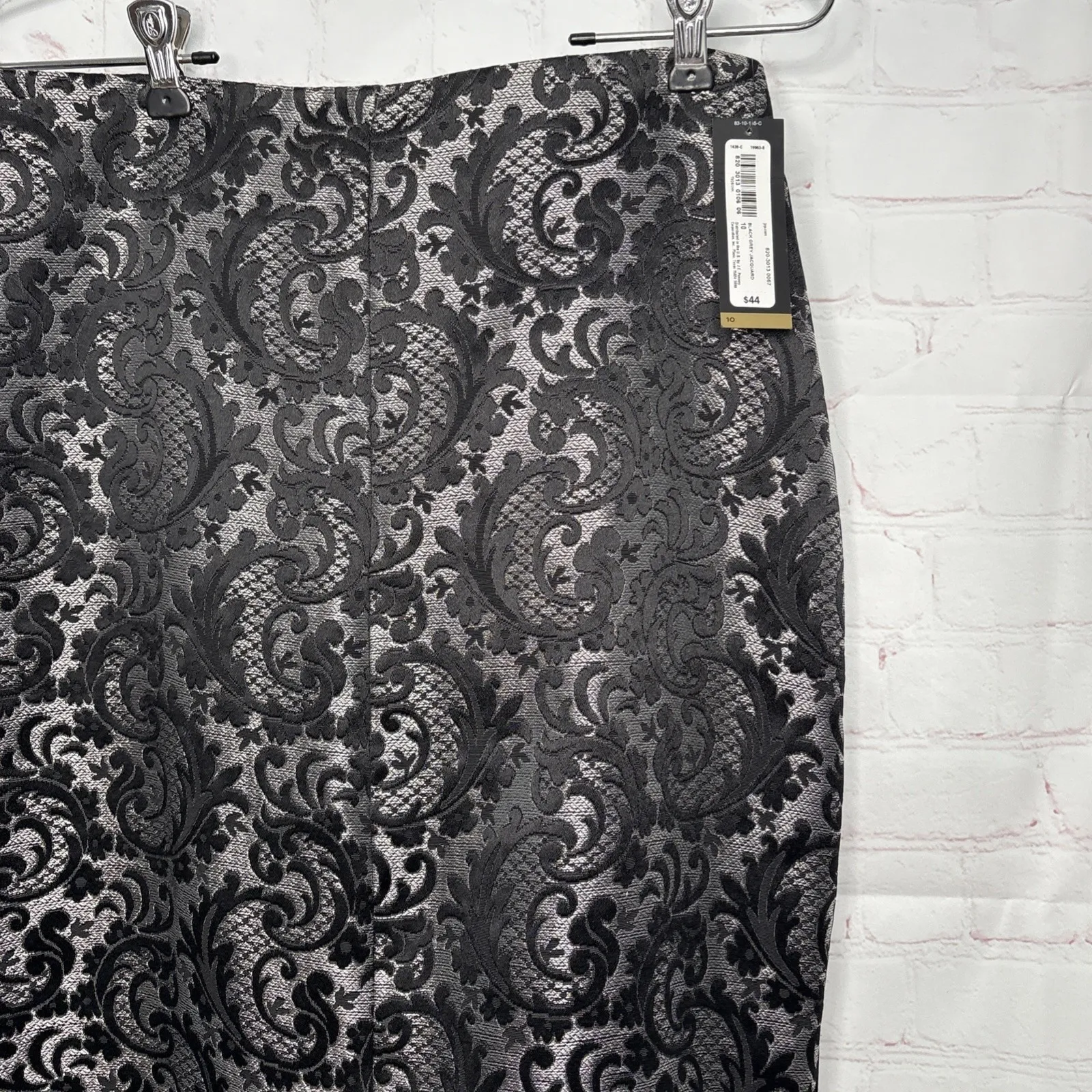 Worthington Skirt Size 10 Black Gray Jacquard‎ Pencil Skirt Stretch Waist NWT - Image 3
