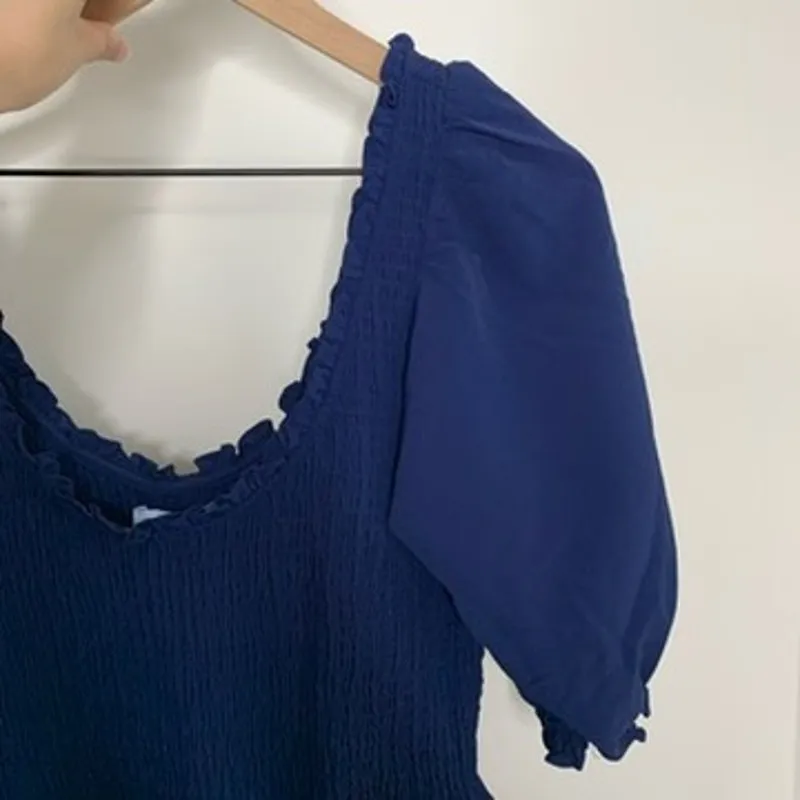 Hill House The Luisa Nap Blue Navy Crepe Dress Womens New Size XL - Image 11