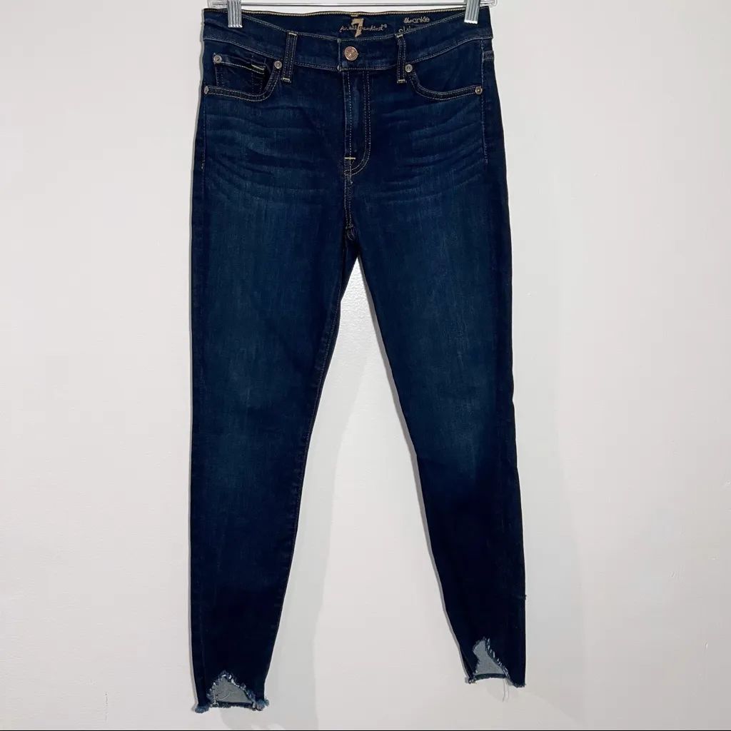 NEW 7 FOR ALL MANKIND ANKLE SKINNY WITH WAVE HEM IN SERRANO‎ NIGHT SIZE 27 - Image 3