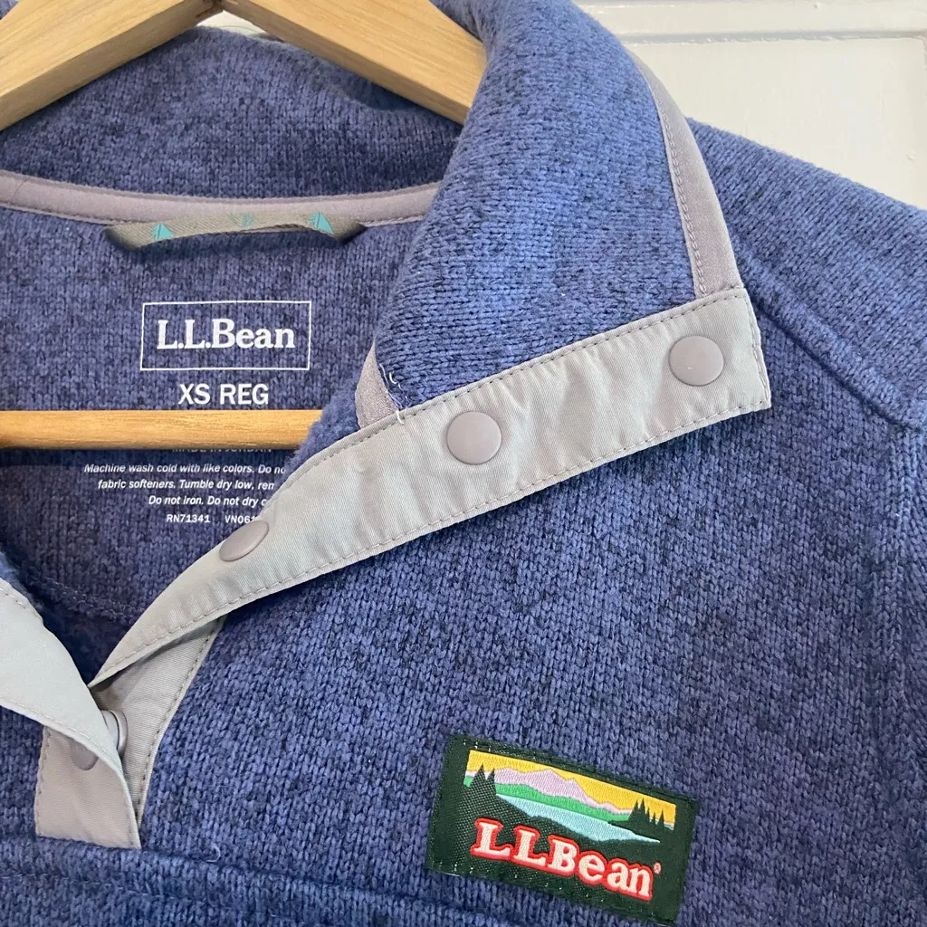 LL Bean sweater Fleece Pullover Blue Size XS - Image 3