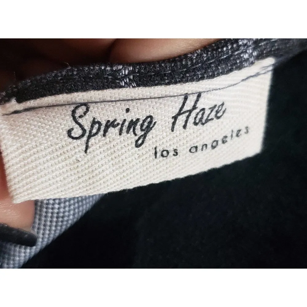 Spring Haze Women Gray Striped Rayon Long Sleeve Round Neck Knee Length Dress S - Image 9