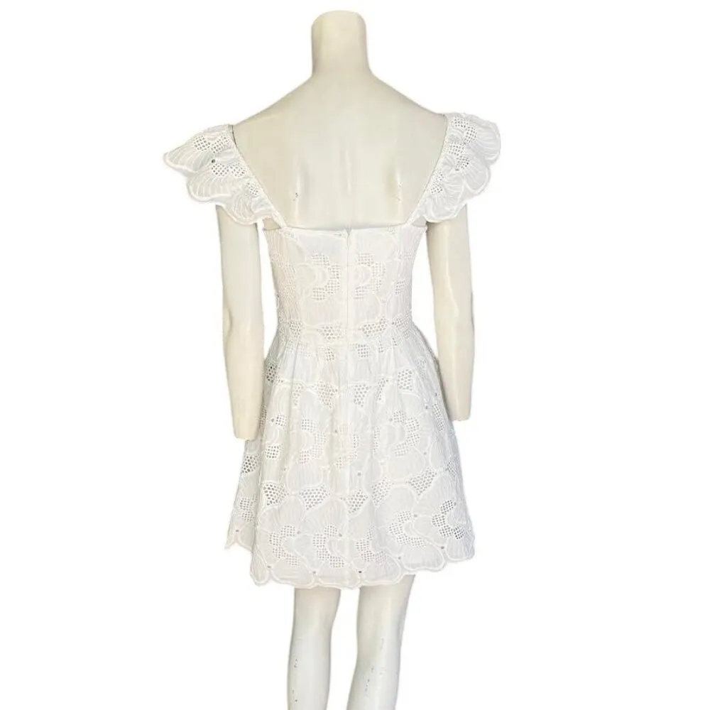 Sierra White Floral Eyelet Steve Madden Mini Dress Size 4 NWT - Image 4