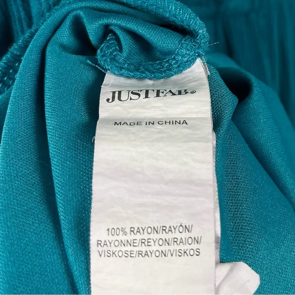 Just Fab Medium Turquoise Jewel Tone Vacation Maxi Dress Flowy Boho Deep V Back - Image 11