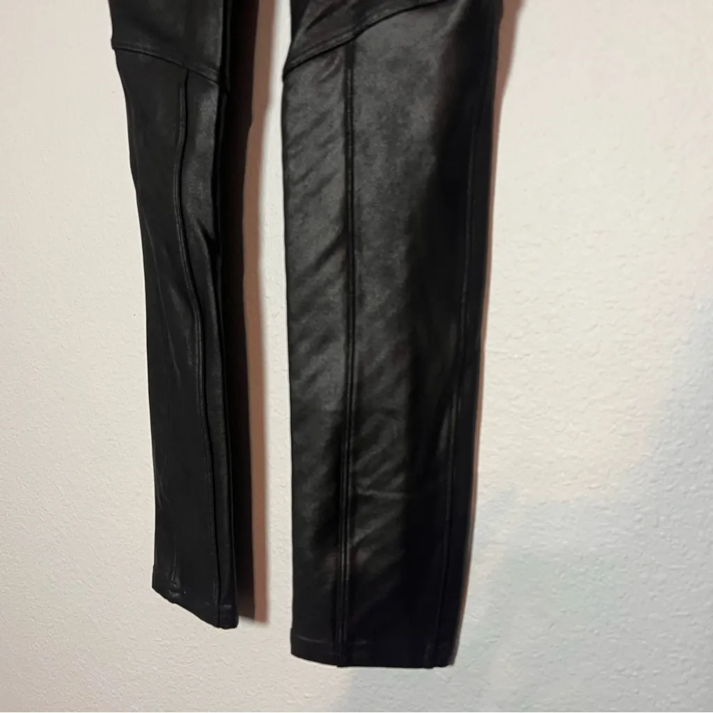 Spanx Moto Faux Leather Leggings Black Size Small Biker Grunge Midrise - Image 10