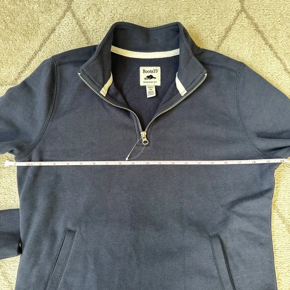 Roots Navy Blue 1/4 Zip Pullover Sweatshirt Women's Med - Image 4