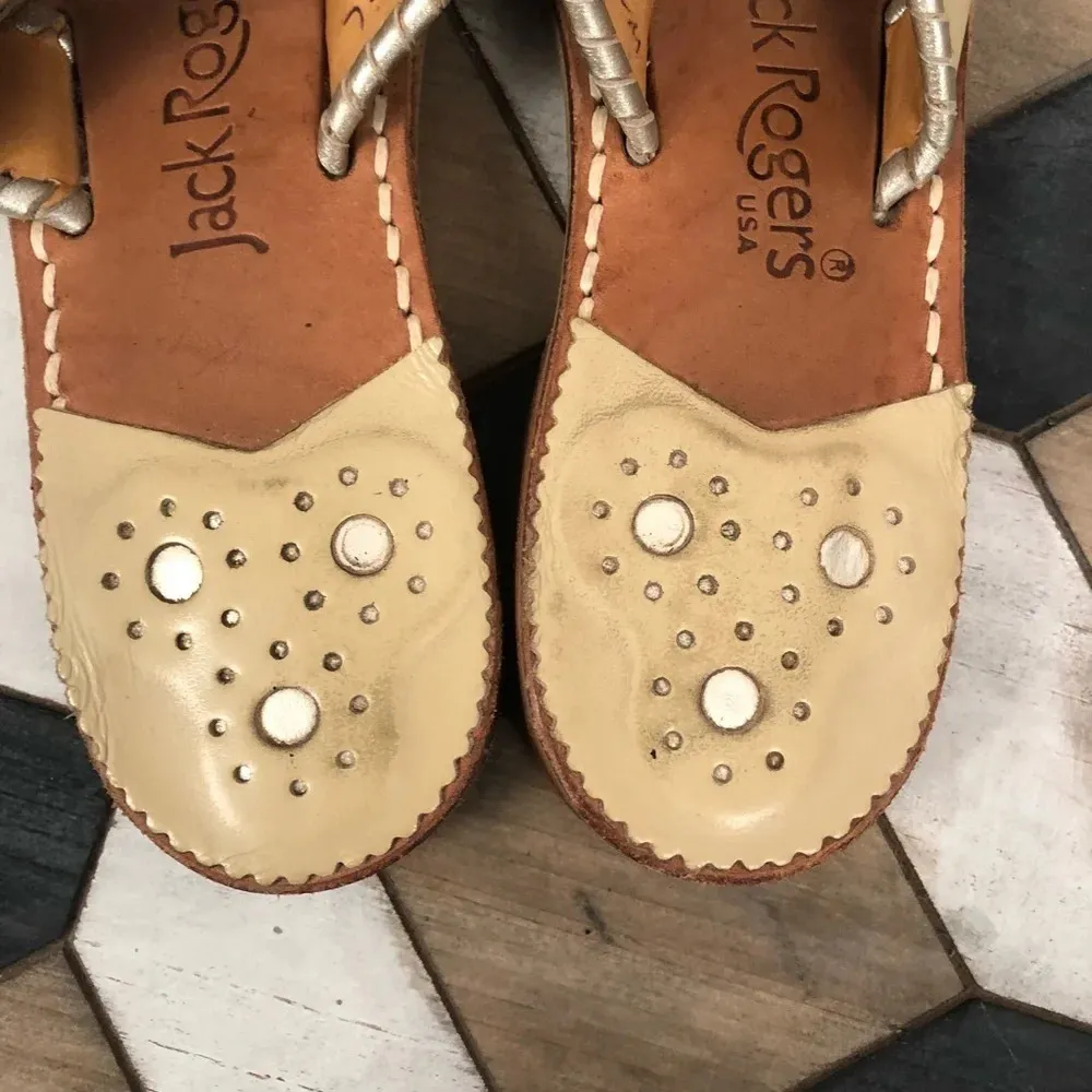 Jack Rogers‎ Hamptons Leather Sandal In Beige Tan - Image 6