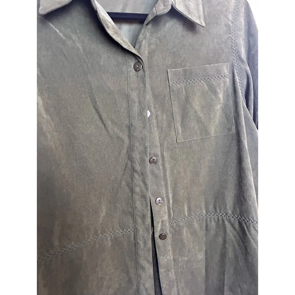 Kim Rogers Hunter Green Shacket Jacket Size Medium Petite  Coat - Image 3