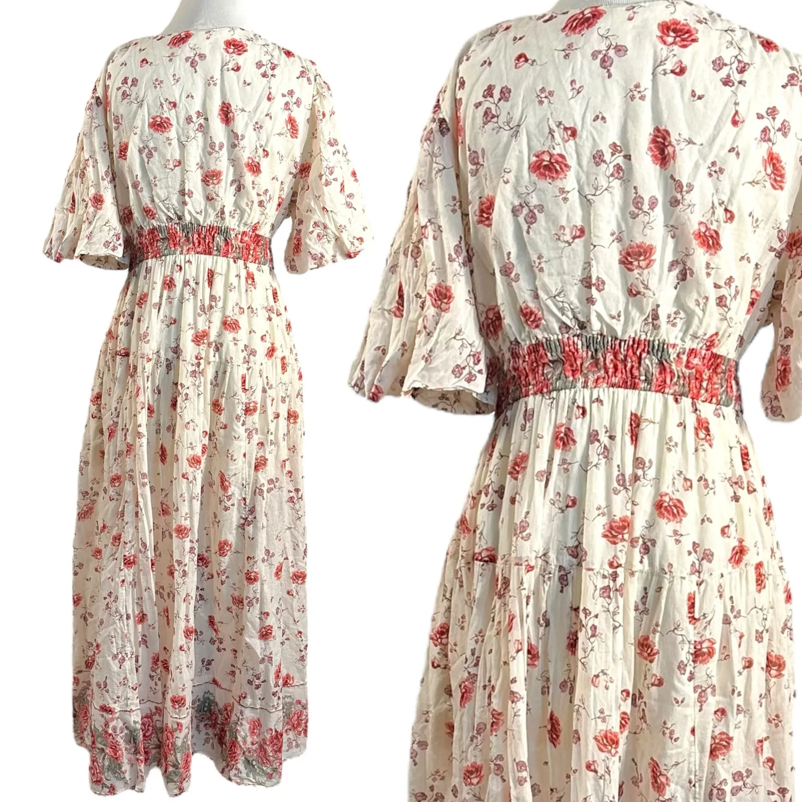 Free People Lysette Maxi Dress in Tea Combo Medium Bohemian Gypsy Indian Cotton - Image 6