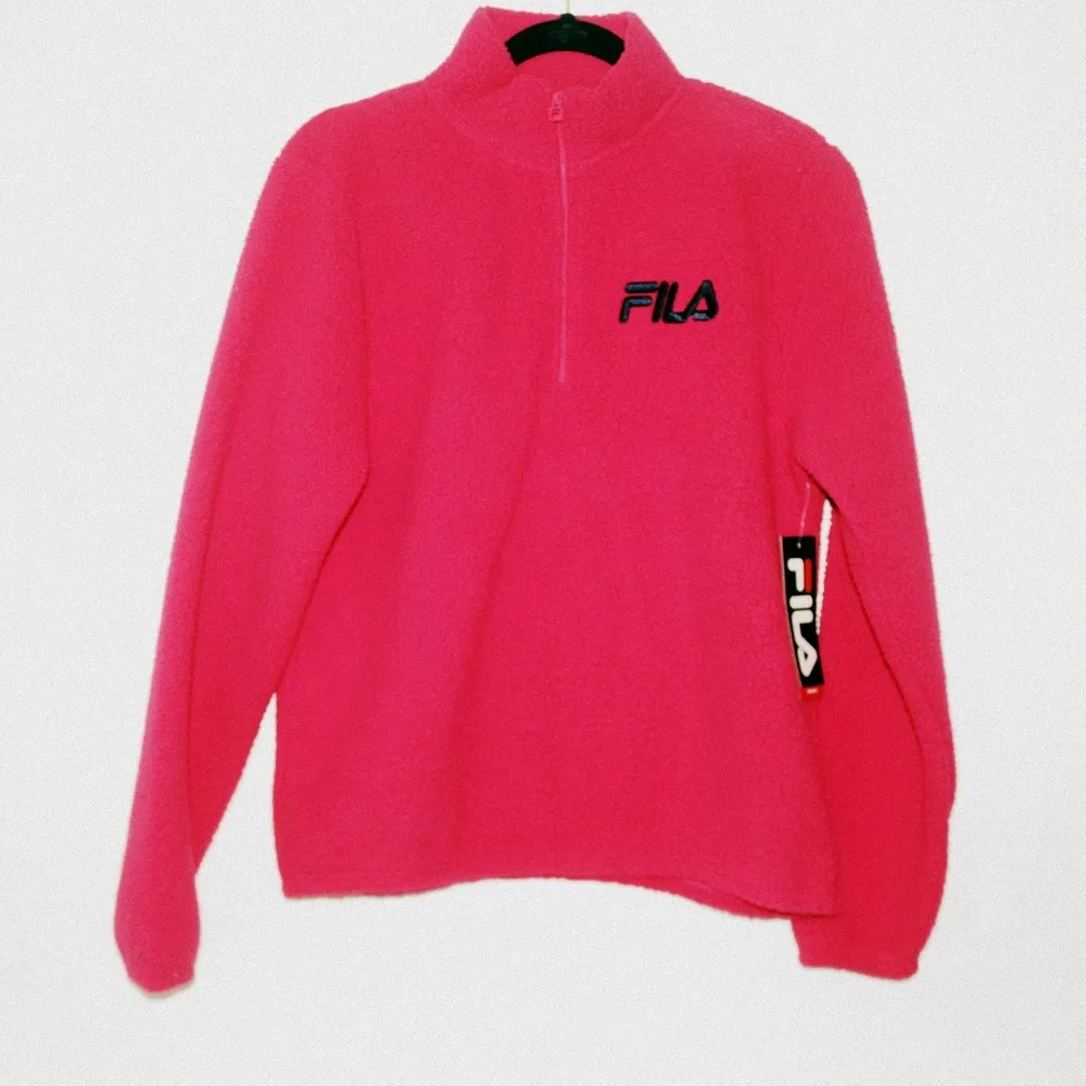 NWT FILA Logo Sherpa 1/4 Zip Pullover  Pink Large - Image 7