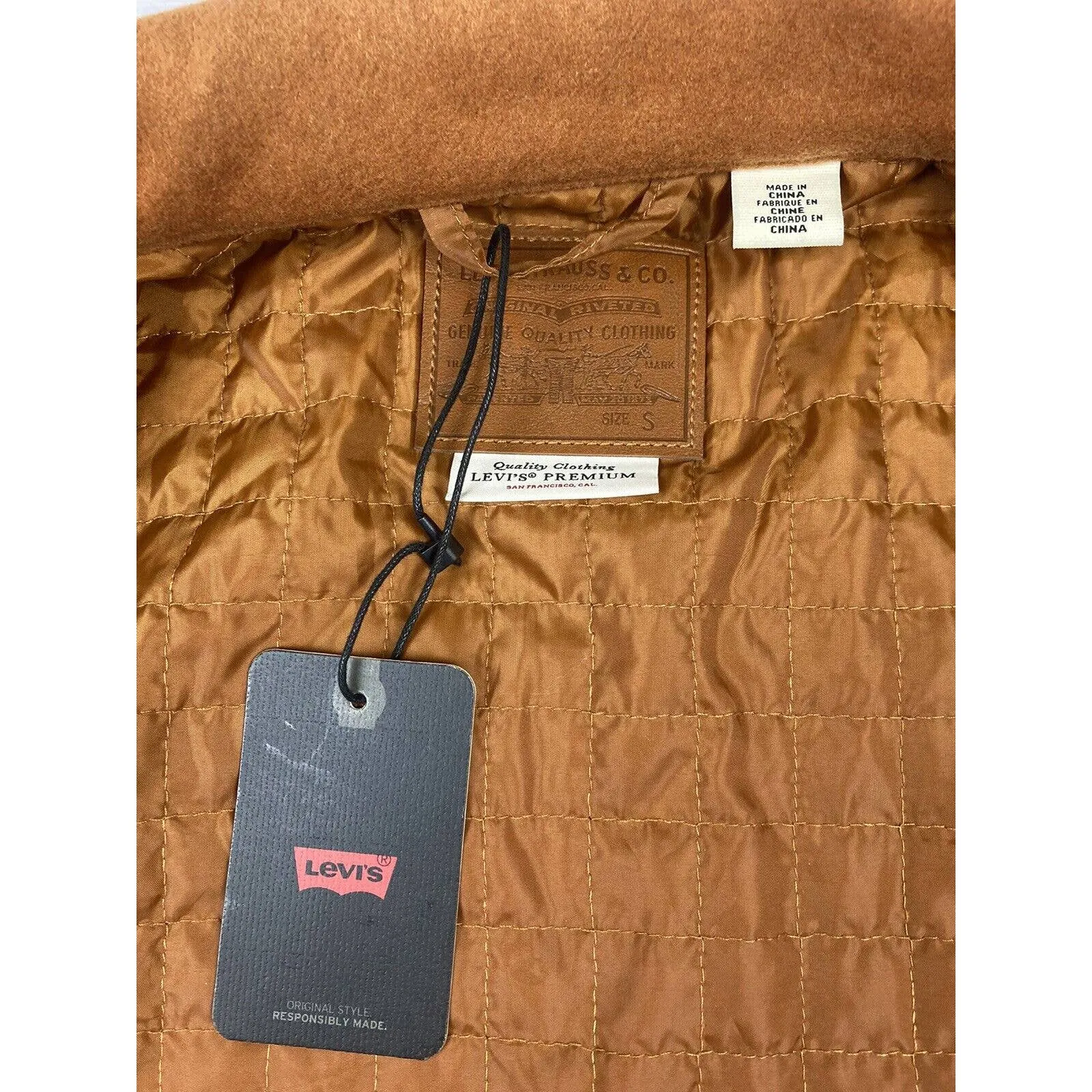 Levi's NWT  Big E Premium Women's Varsity Wool Trucker Glazed Ginger Jacket Sz‎ S - Image 5