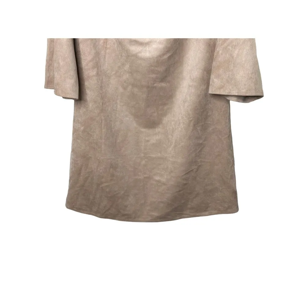 BCBG MAXAZRIA LAGUNA Faux Suede Cold Shoulder Shift Dress Bare Pink Size Small - Image 5