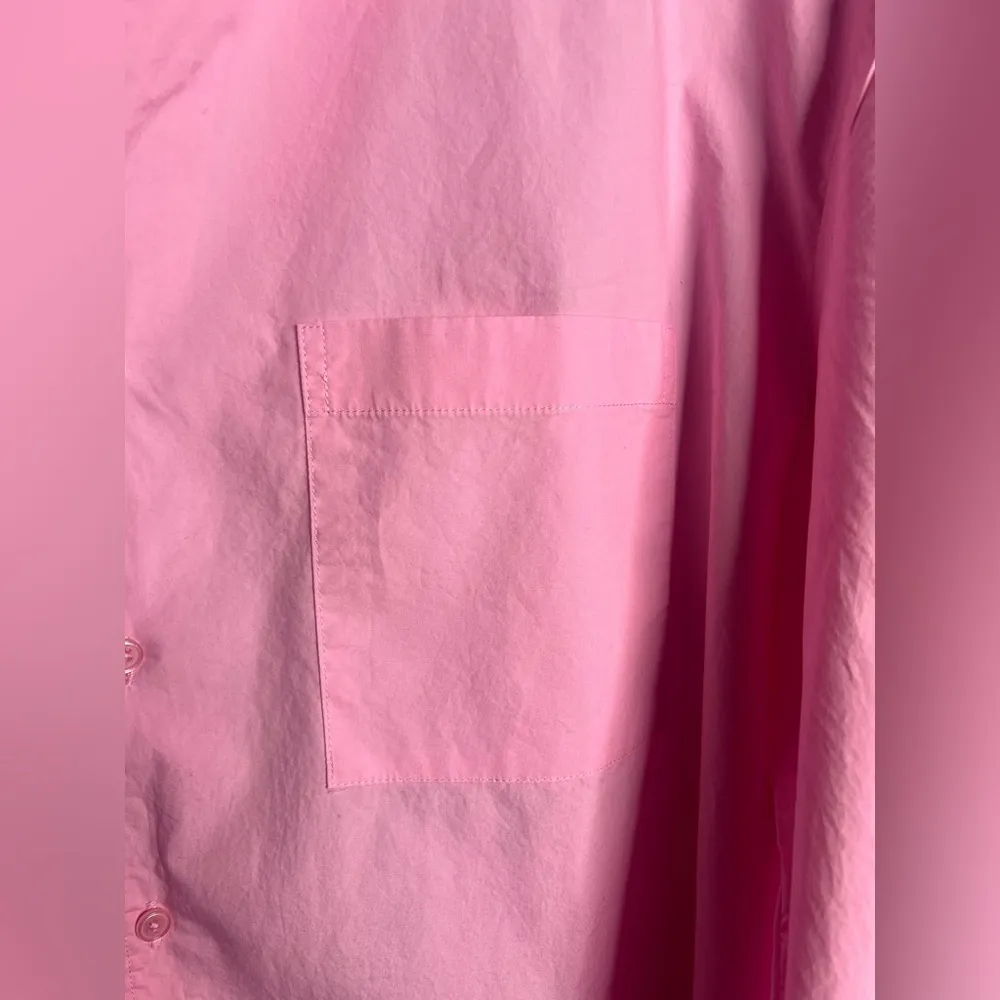 SKIMS Pink Button Down Long Sleeve Poplin Button Shirt Pink M Oversized Sleep. - Image 5