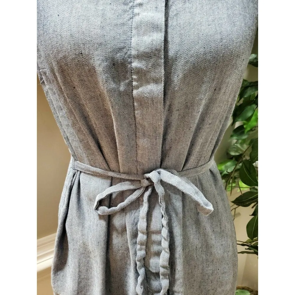 Nicole Miller Women's Gray Cotton Collared Sleeveless Casual Knee Length Dress 4 - Image 3