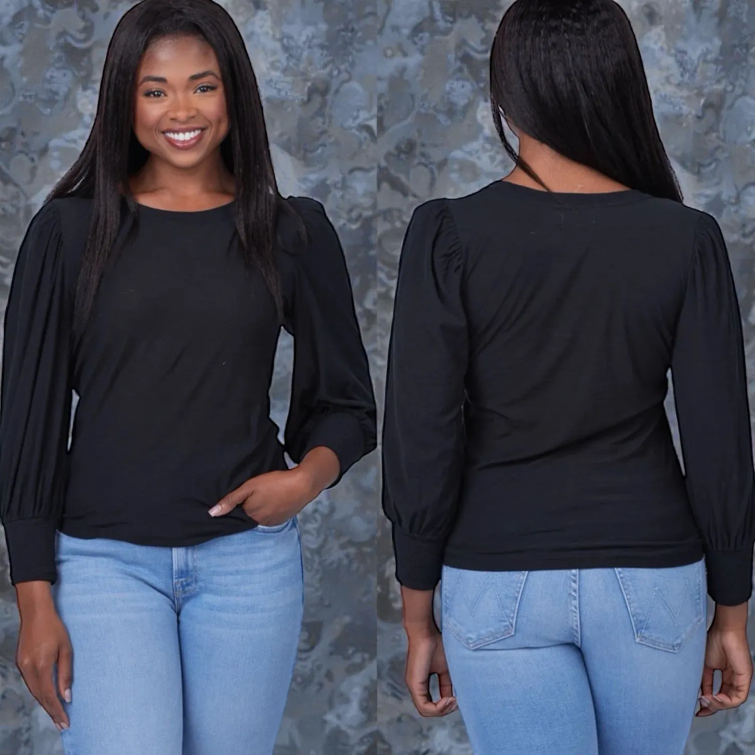 Nation Ltd Loren Smocked Peasant Top in Jet Black Capsule Boho Fairygoth S - Image 2