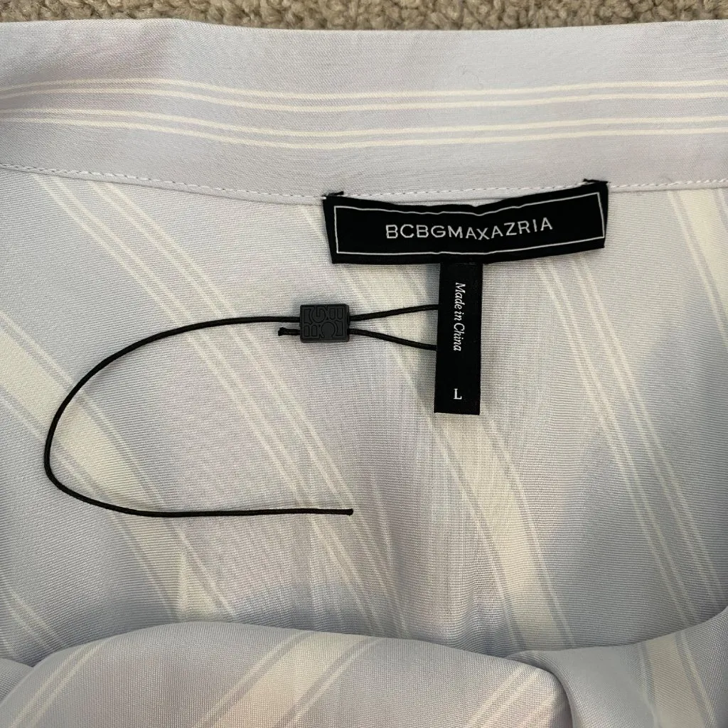 BCBGMAXAZRIA‎ Asymmetrical Midi Skirt Size L Ballad Blue Flares Tiered Ruffle - Image 5