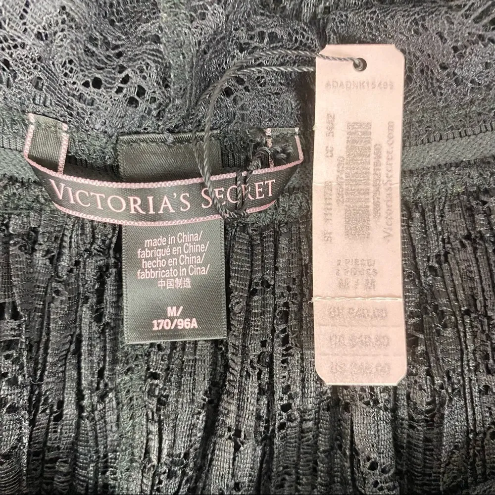 Victoria’s Secret Black Lace Sheer Teddy Short Sleep Dress M NEW - Image 4