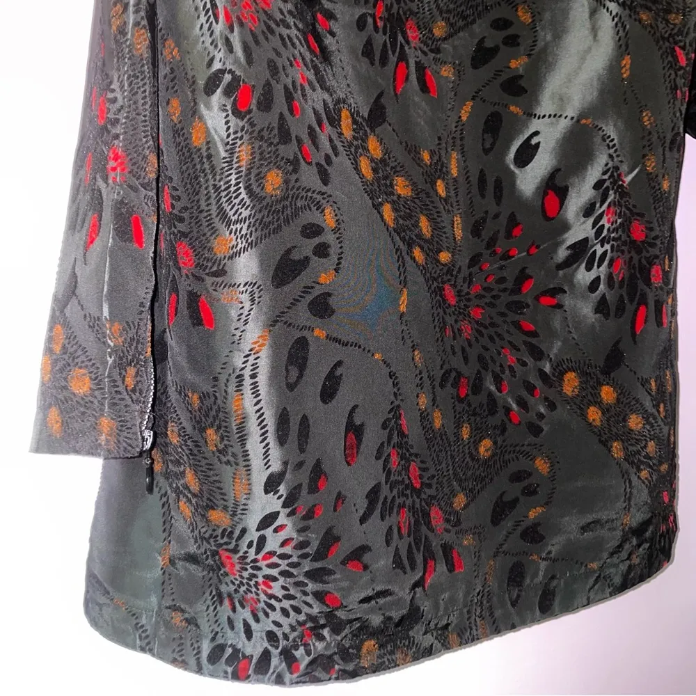 Ubu M Art to Wear Rain Coat Black Burnout Velvet Packable Jacket Size M - Image 8