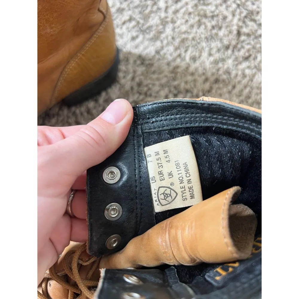 Vintage Ariat Tan Leather Fringe Boots Womens Sz 7B Western Cowgirl Rodeo - Image 10