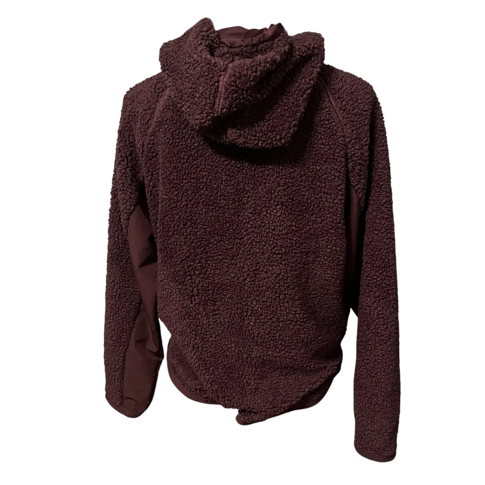 Nike Women's Burgundy Faux Fur Sherpa Pull Over Hoodie Sz S Soft Warm Winter - Image 3