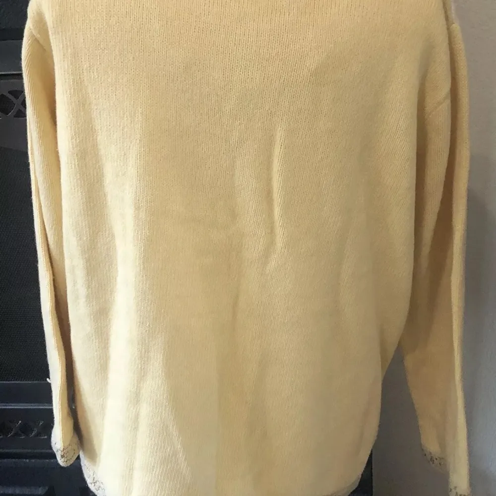 Vintage Storybook Knits Father Christmas Santa Cardigan Yellow Sweater Size M Size M - Image 2