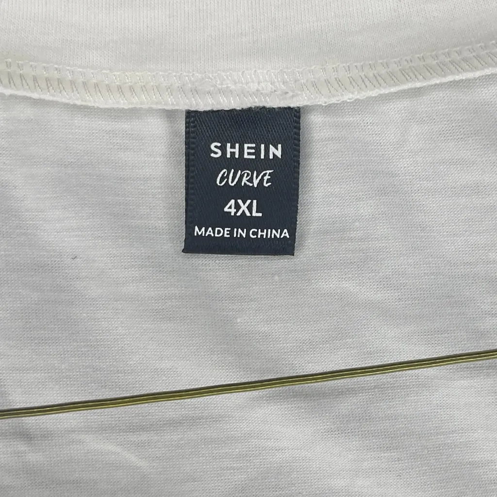 Womens Shein Butterfly Flower White BOHO Graphic Short Sleeve T-Shirt Sz 4XL - Image 4