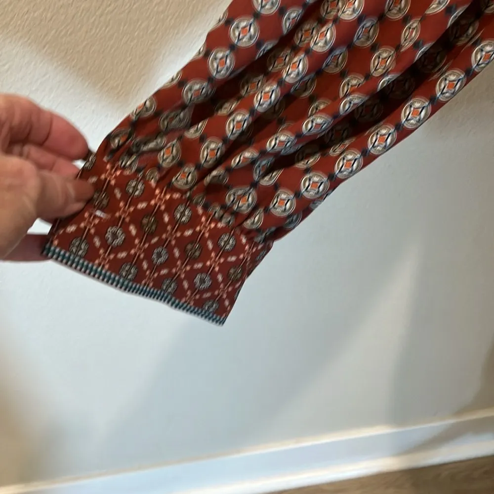 MAX STUDIO Geometric Print Long Sleeve Button Shirt Blouse Boho Print - Image 2