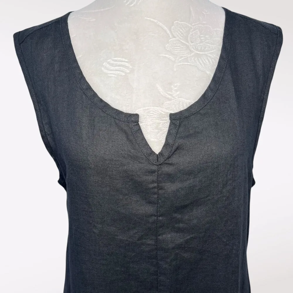 Flax Black Linen Midi Dress  Small - Image 2