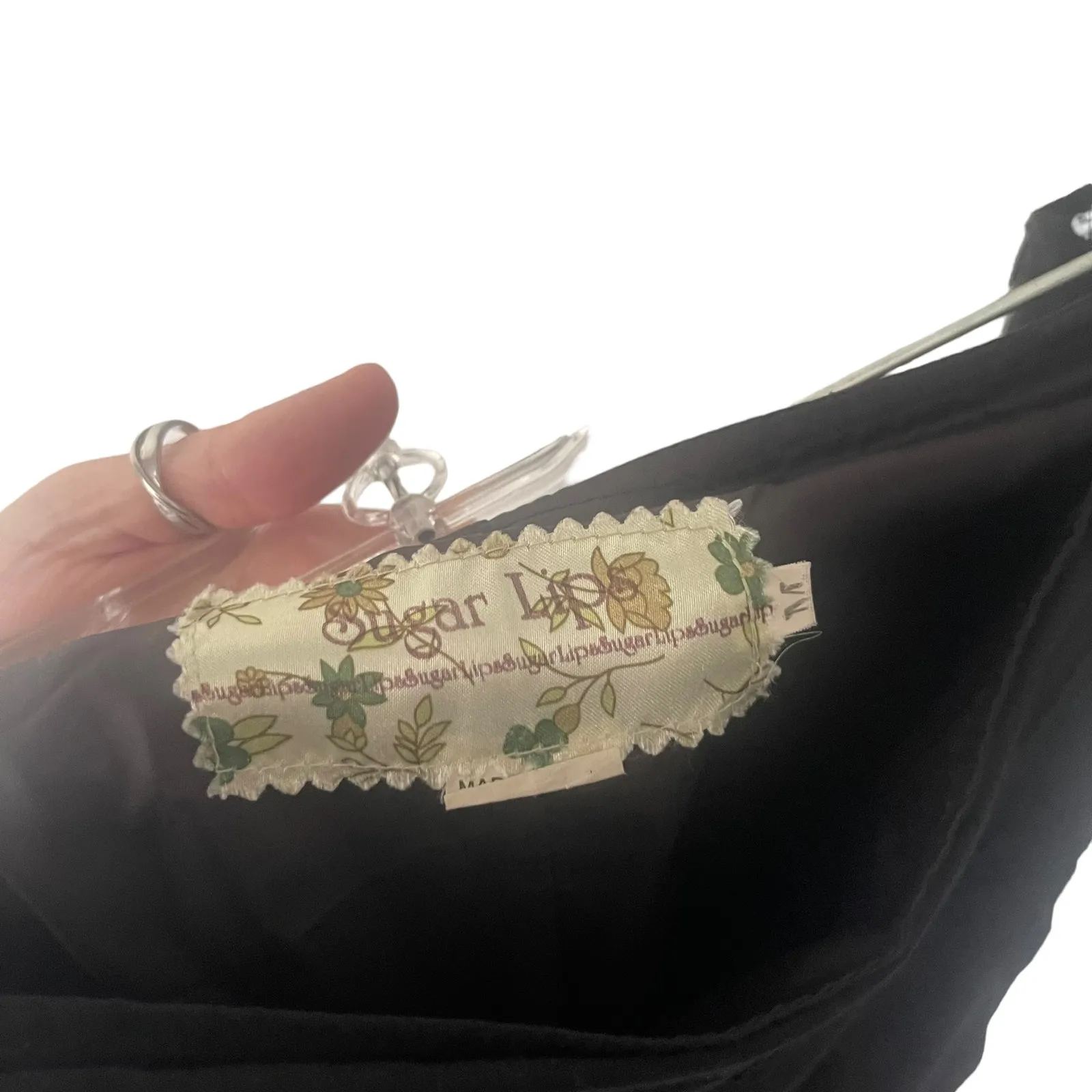 Sugar Lips Women's Size Medium‎ Black Embroidered Floral Lace Above Knee Skirt - Image 7