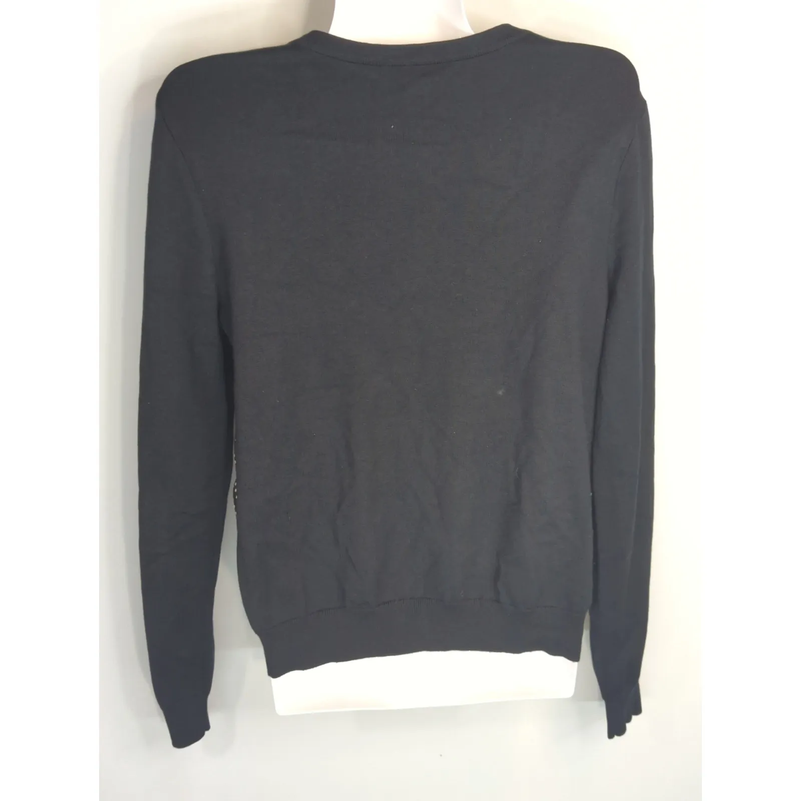 Ralph Lauren Black/White Silk Blend Polka Pearl Button Cardigan Sweater Women M - Image 3